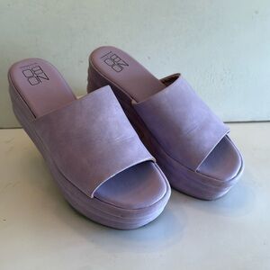 NO BO lavender slip on comfy platform Y2K purple wide band shoes